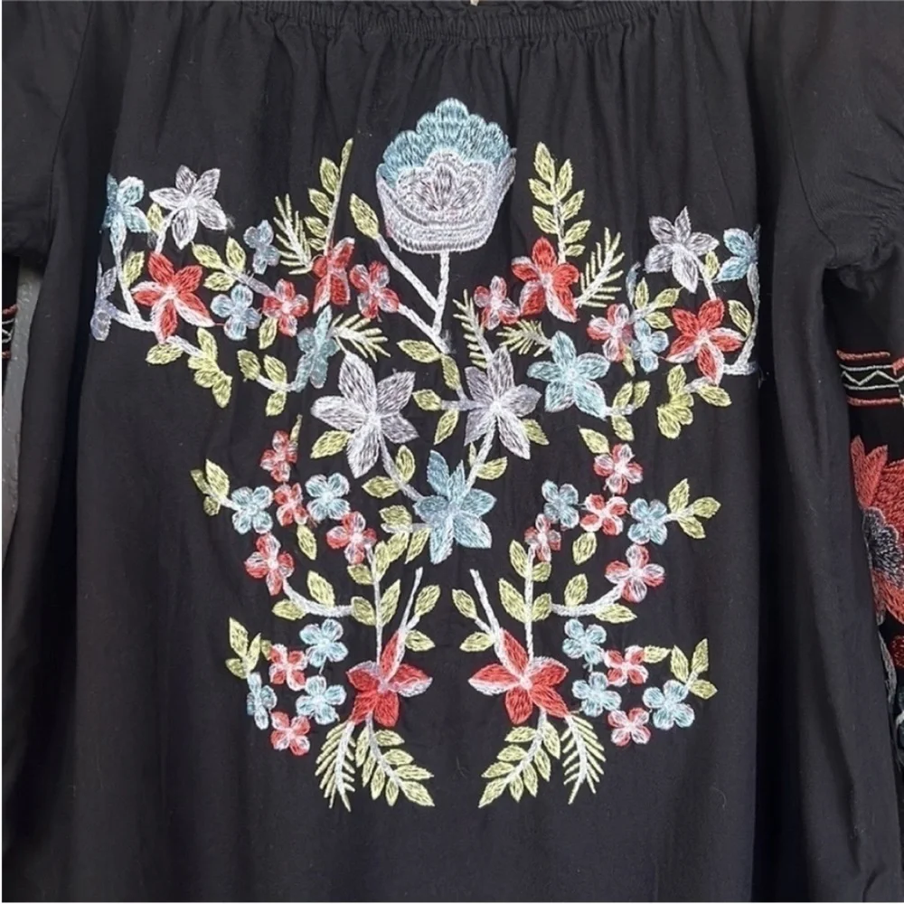 Free People Fleur Du Jour Embroidered Off Shoulder Mini Dress XS - Picture 3 of 11
